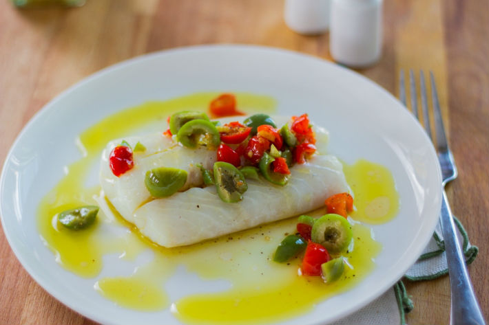 cod fillet with juice for sous vide